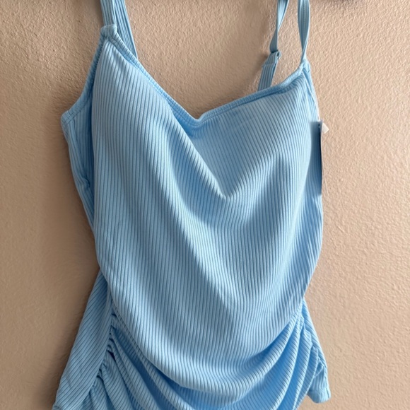 Eomenie Ribbed Blue Tankini Swim Top - Picture 2 of 6